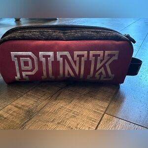 Victorias Secret Pink And Gray Pencil Bag/ Cosmetics Case